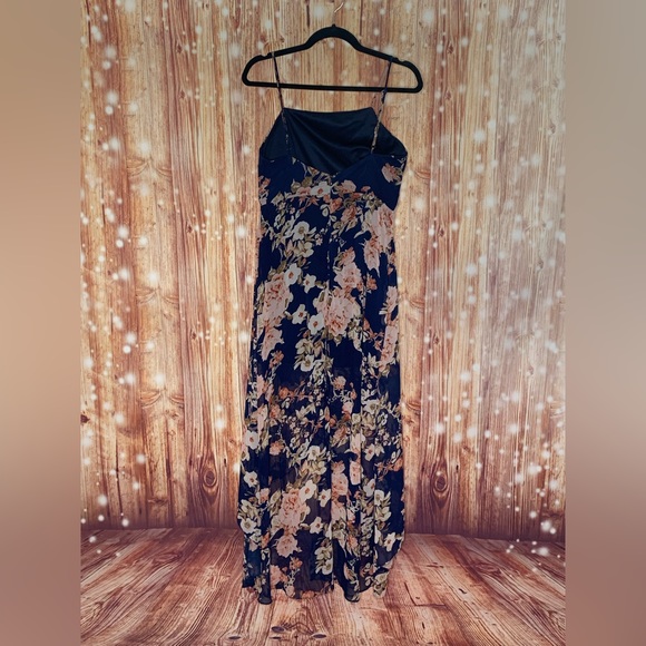 Lulus Reflection High Low Dress Size Medium Navy Floral - Picture 5 of 11